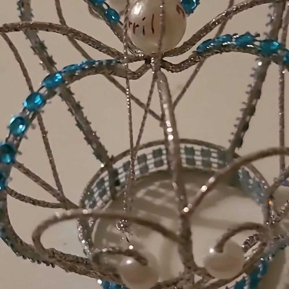 2017 Silver and Blue Decorative Crown Ornament